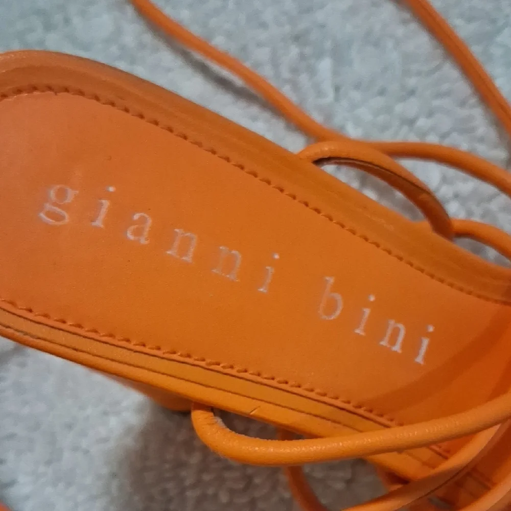 Gianni Bini Vibrant Orange Strappy Heels - Picture 2 of 8